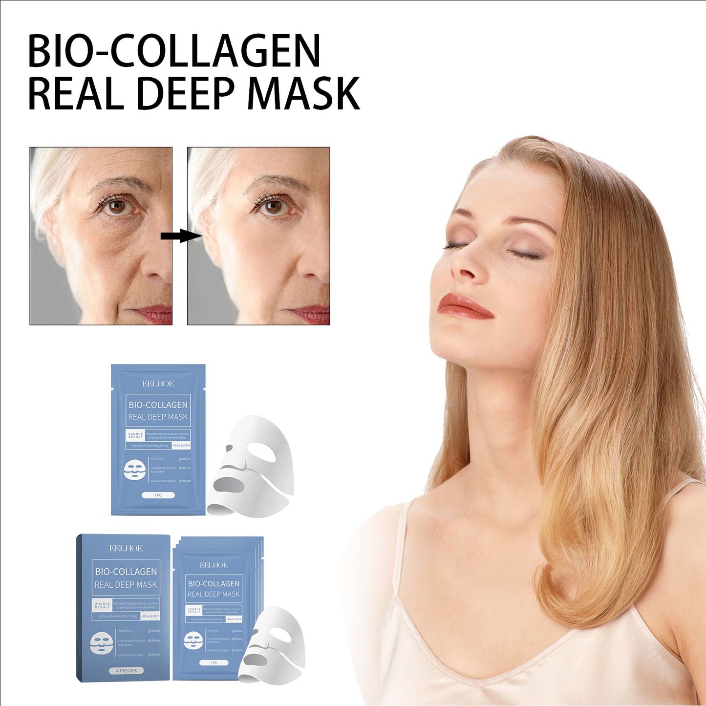 EELHOE Collagen Mask Hydrates And Moisturizes Facial Skin Hydrating And Translucent Collagen Mask